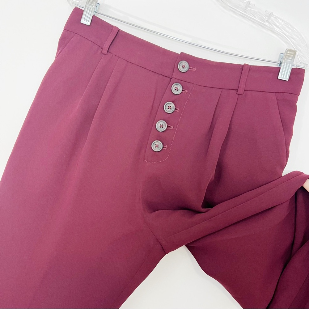 Anthropologie Sasha Button Fly Tapered Trouser in Wine Size 6 - Picture 5 of 10